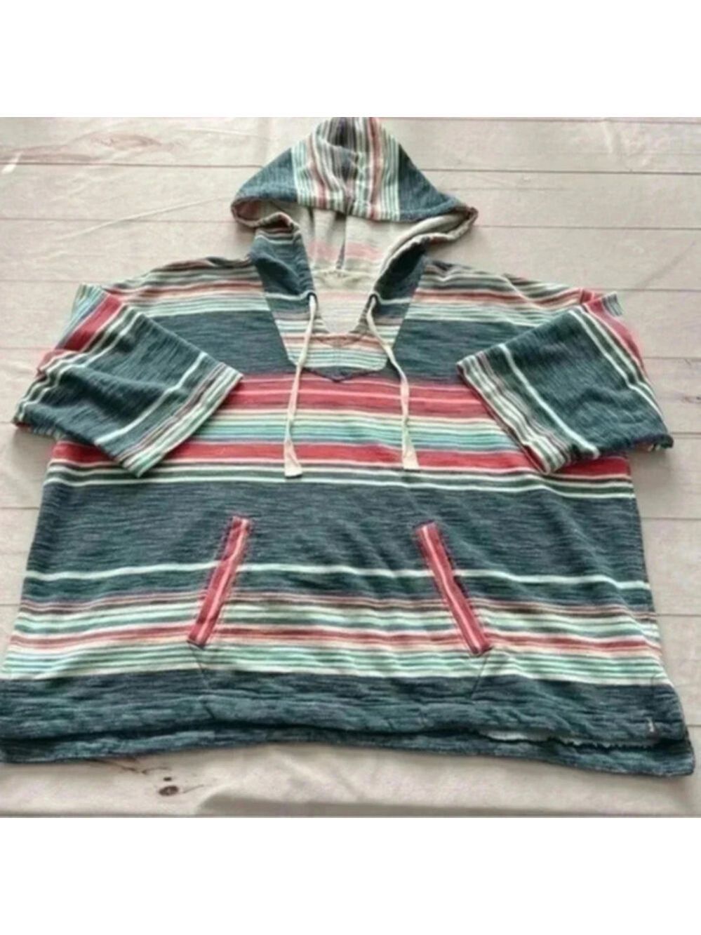 Woolrich Woman’s 100% organic cotton Quinn Eco Rich Harbor Stripe Poncho…